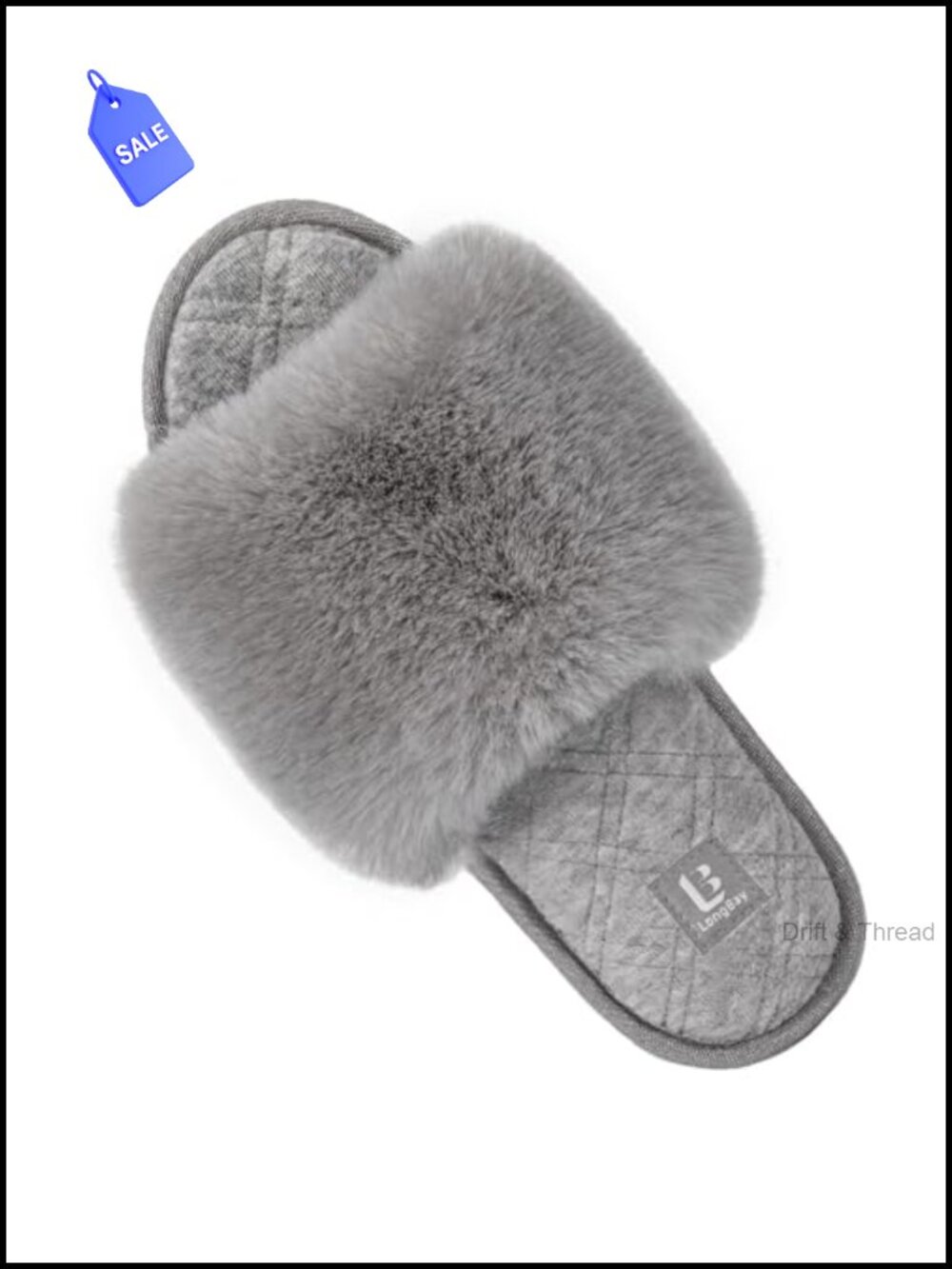Comfy Fuzzy Open-Toe Slippers Memory Foam Faux Fur Slides House Shoes